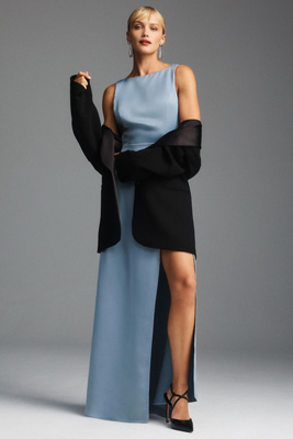 Alice High-Neck Satin Maxi Dress