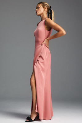 Bhldn Alice High-neck Satin Maxi Dress In Multicolor