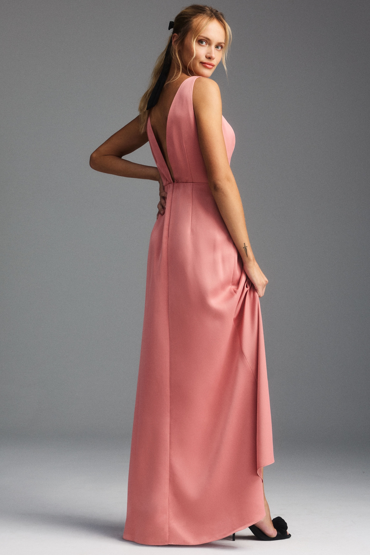 BHLDN Alice High-Neck Satin Maxi Dress