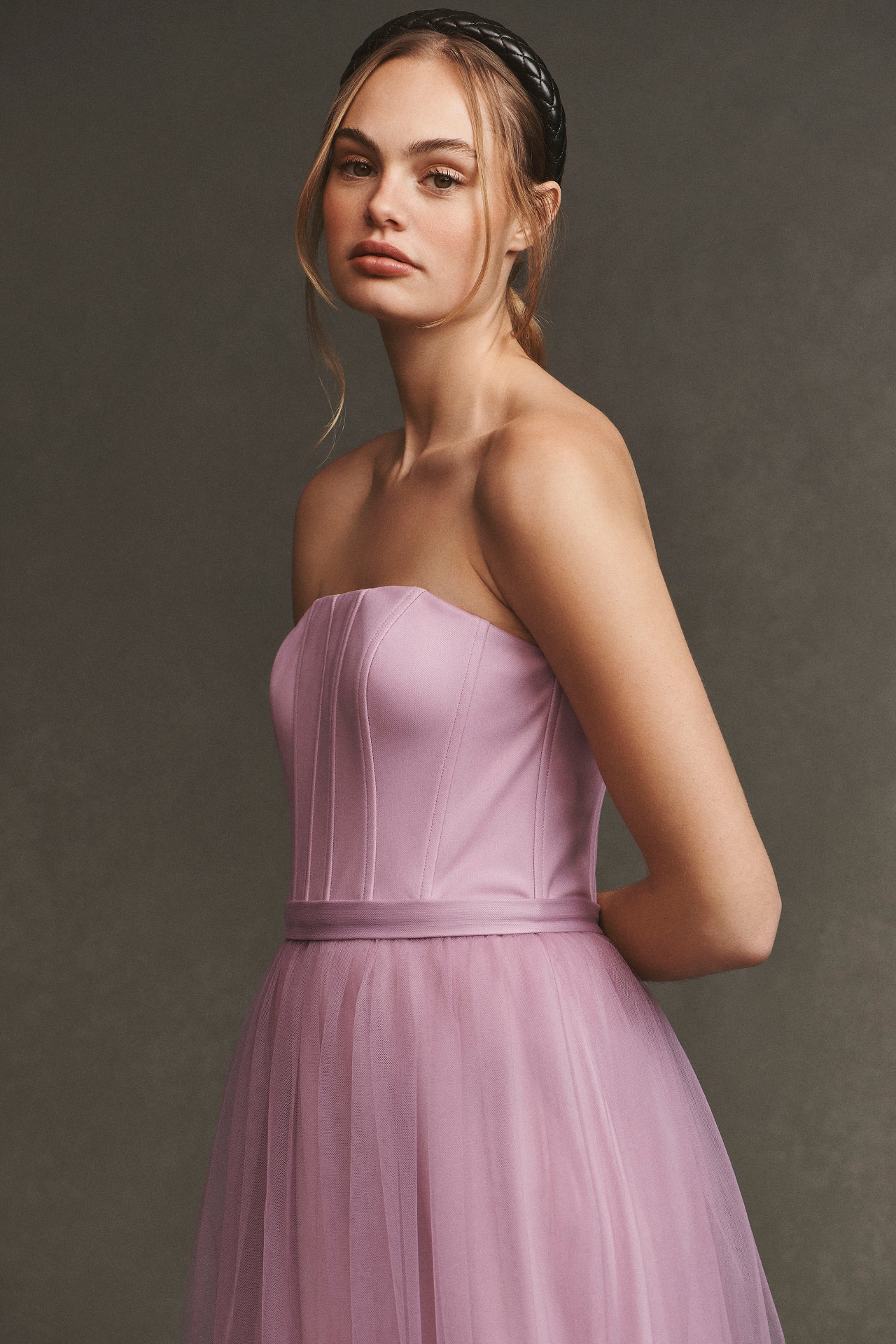 BHLDN Strapless A-Line Tulle Midi Dress