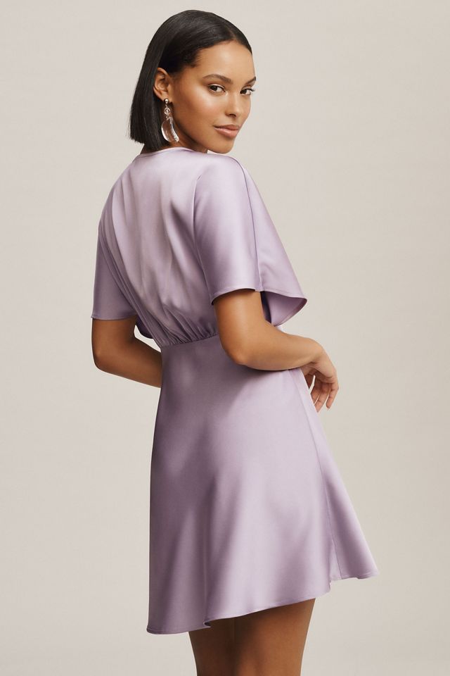 BHLDN Leila High-Shine Satin Deep-V Mini Dress #3