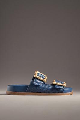 SCHUTZ ENOLA WOVEN SLIDE SANDALS 