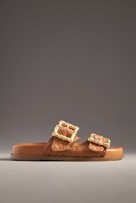 Shop Schutz Enola Woven Slide Sandals In Brown