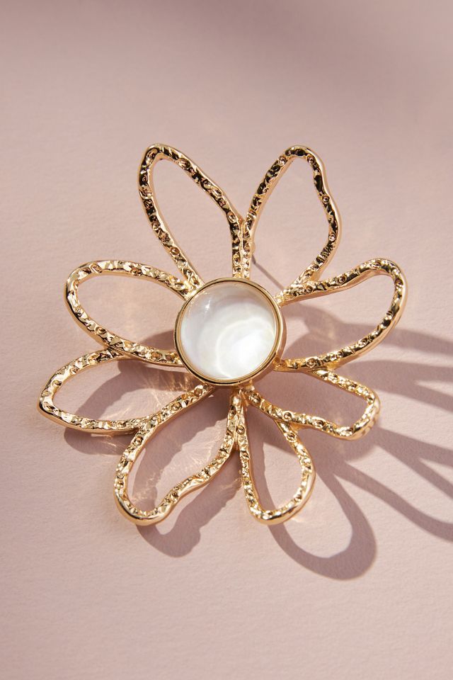 Gold Wire Flower Earrings #1