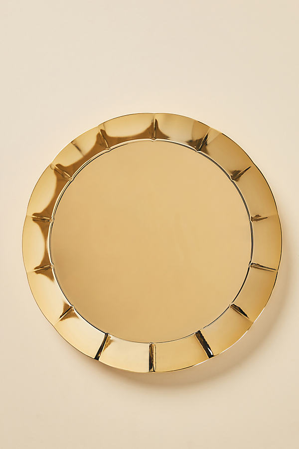 Anthropologie Round Metal Tray In Gold