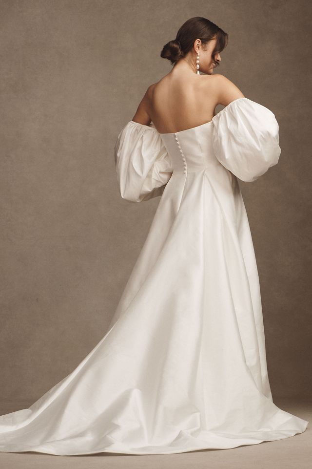 Watters Millie Off-The-Shoulder Removable Puff-Sleeve A-Line Wedding Gown #1