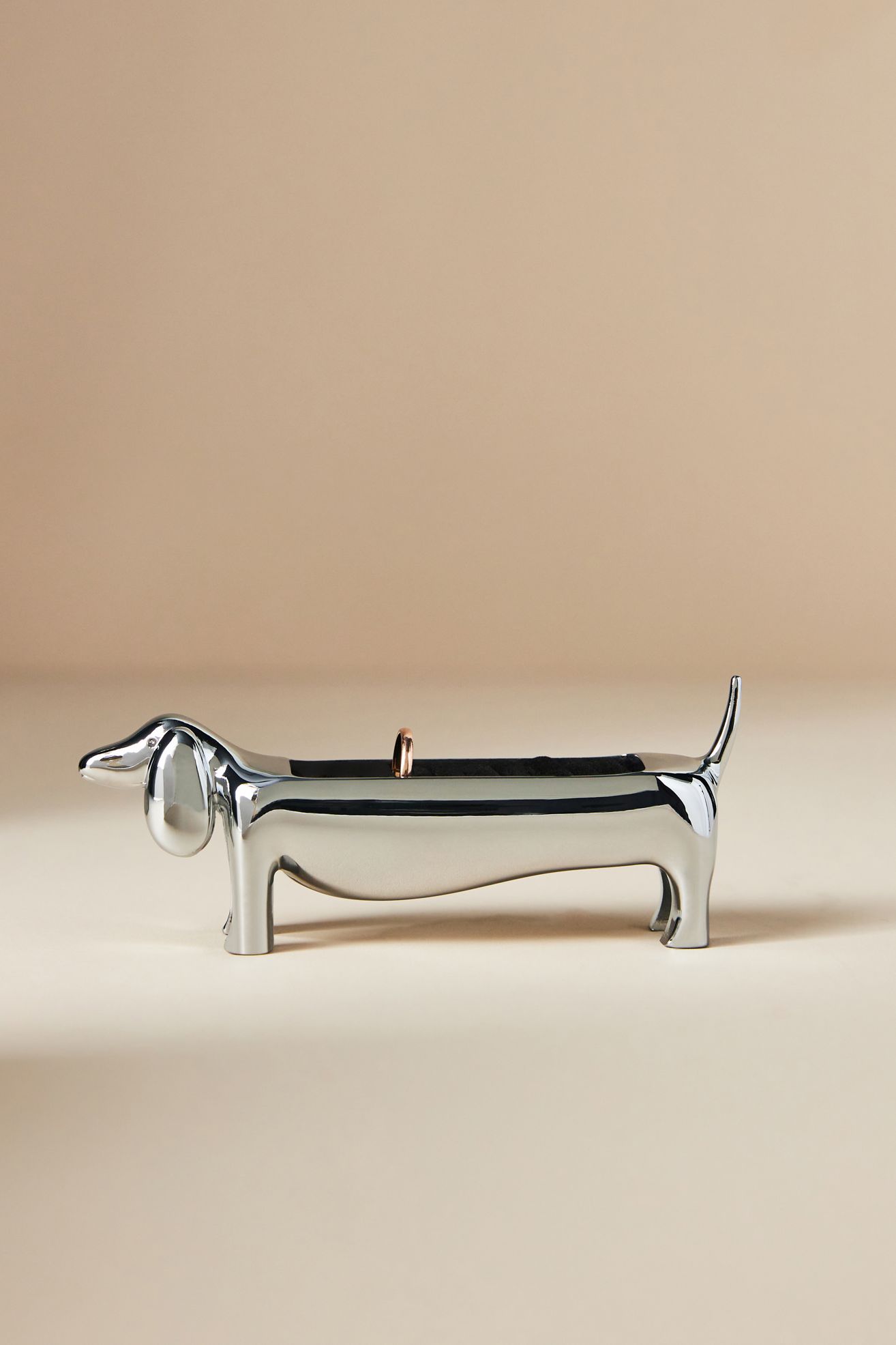 Dachshund Ring Holder - Chrome, One Size
