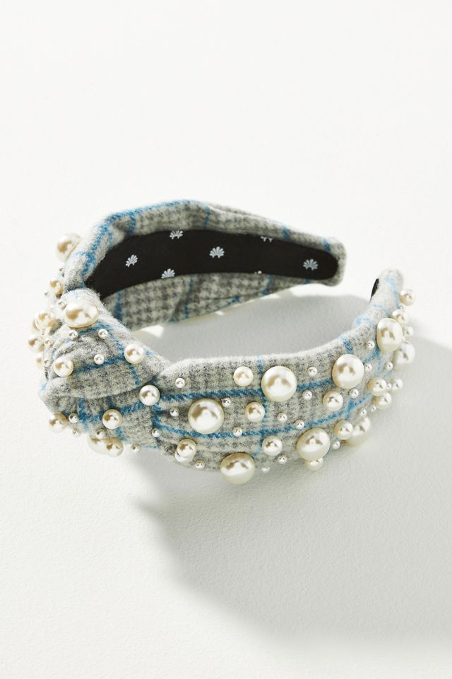 Lele Sadoughi Tweed Multi Pearl Knot Headband | Anthropologie display picture 3