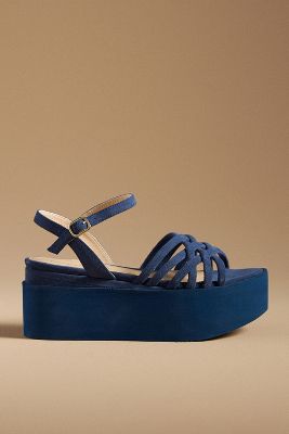 Shop Paloma Barceló Alya Platform Wedge Sandals In Blue