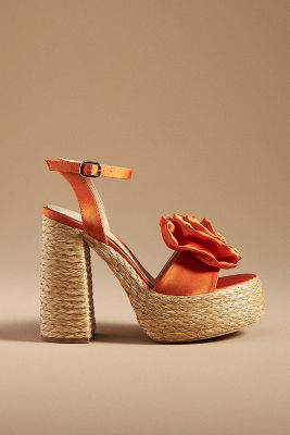 Paloma Barceló Isona Flower Heels In Orange
