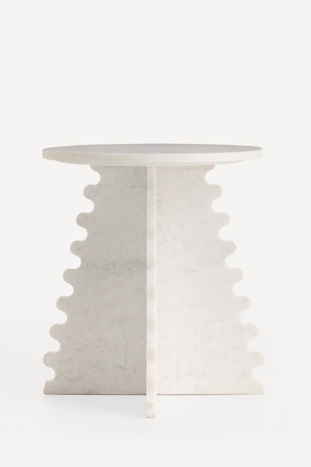 Scalloped Marble Top Side Table