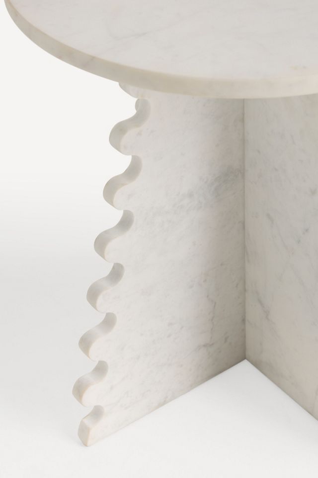 Scalloped Marble Top Side Table