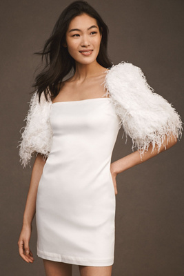 Bhldn Nellie Square-neck Mini Dress In White