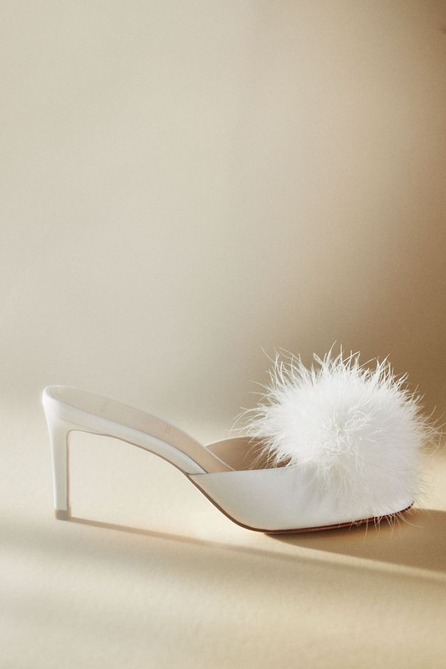 Black Suede Studio Ricca Faux Fur Mules #1