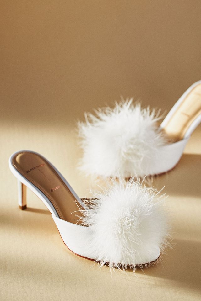 Black Suede Studio Ricca Faux Fur Mules #2