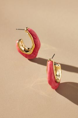 By Anthropologie Pearl Hoop Earrings In Pink