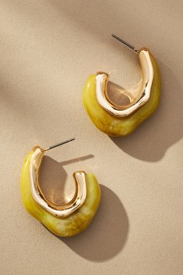 By Anthropologie Pearl Hoop Earrings In Yellow