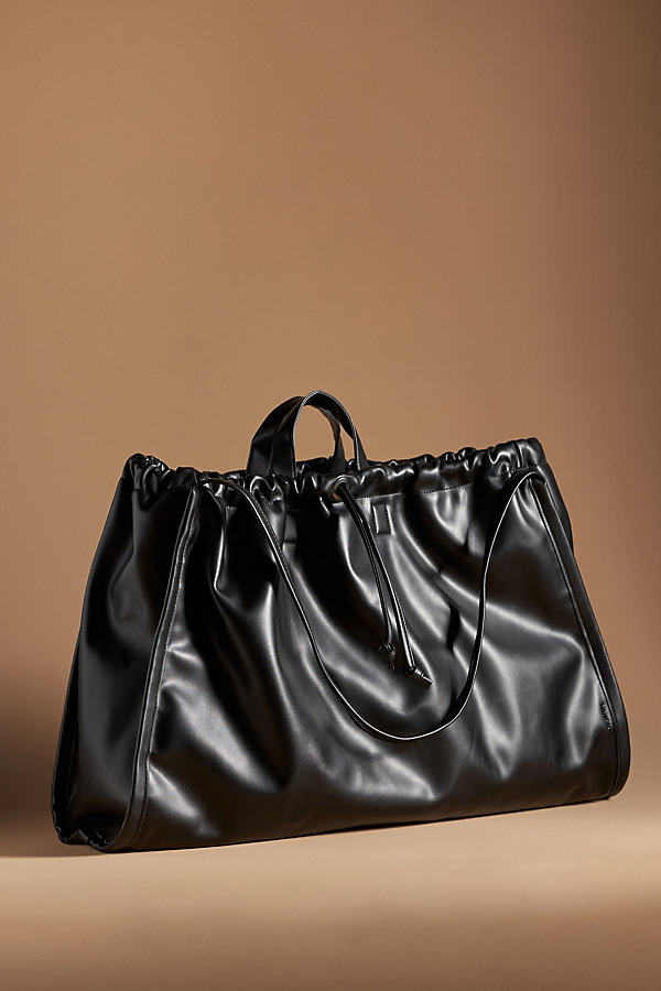 Hvisk Sage Faux Leather Slouchy Bag In Black