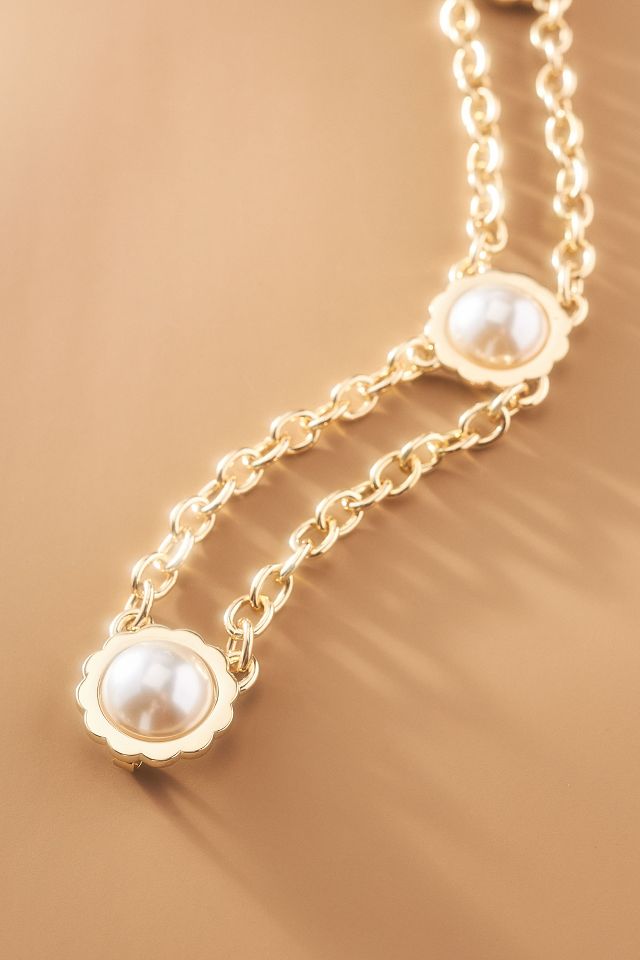 Lele Sadoughi Scalloped Coin Double Chain Belt #1