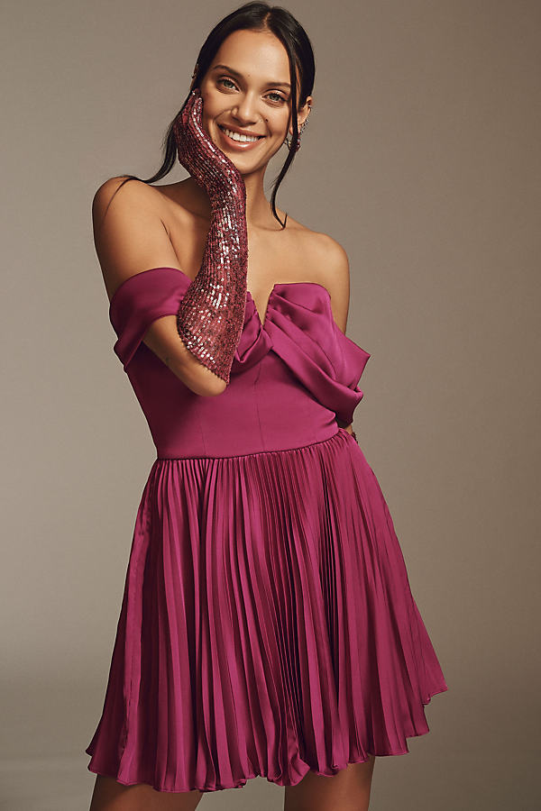 Amur Tilly Off-the-shoulder Mini Dress In Purple