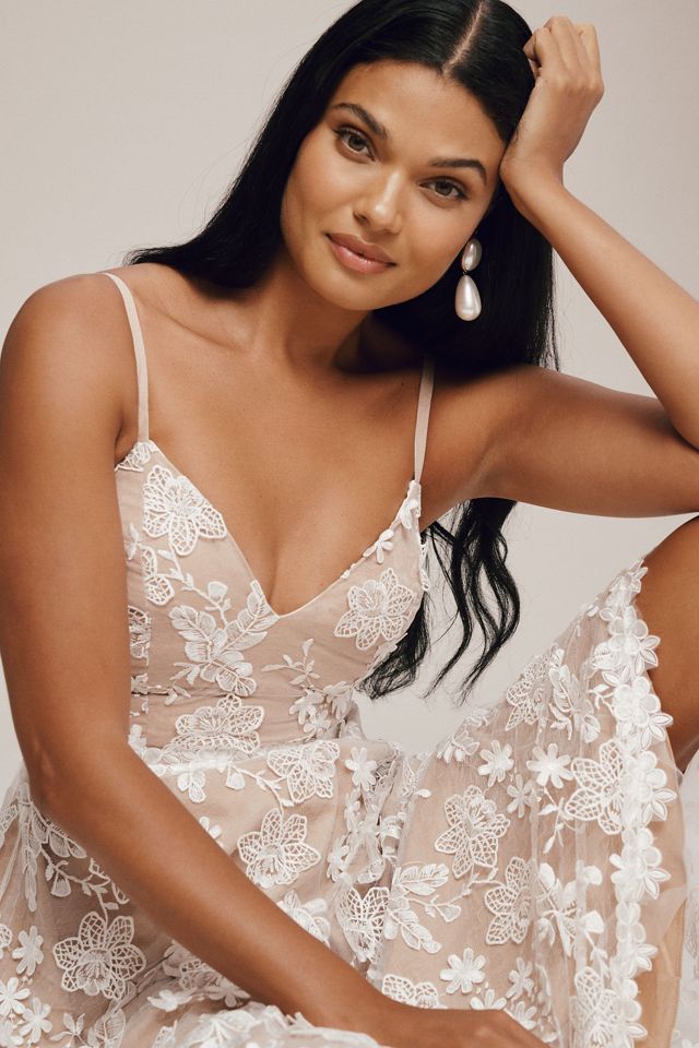 Dress The Population Tahani Fit & Flare Embroidered Midi Dress #1