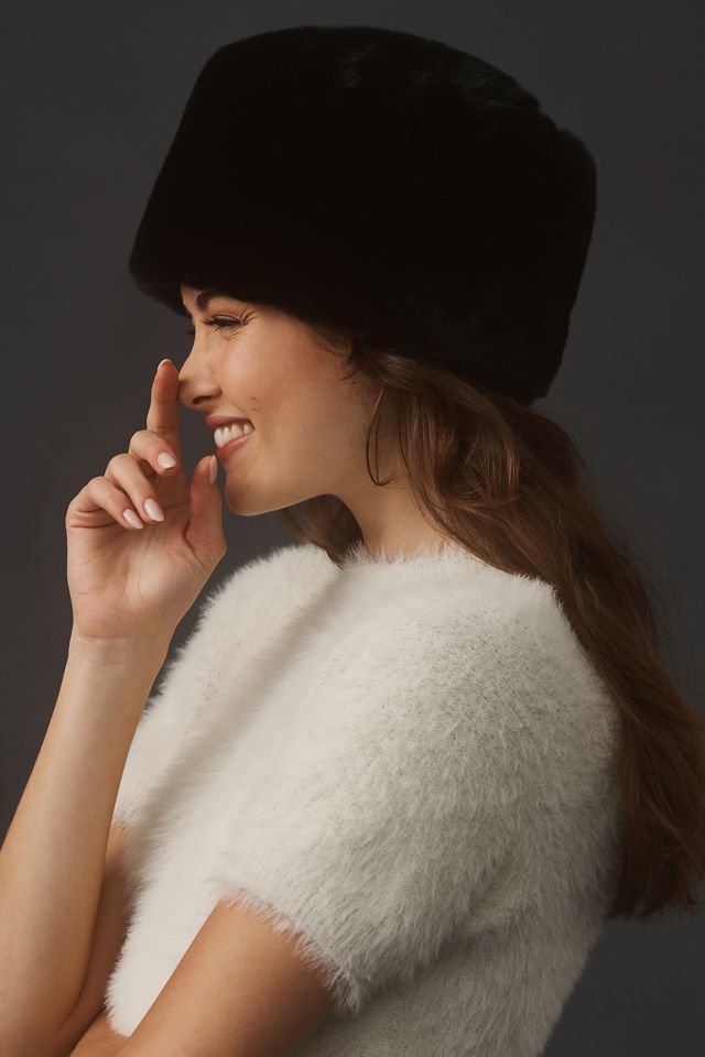 By Anthropologie Faux Fur Pillbox Hat