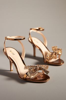 Maeve Crystal Bow Heels In Brown
