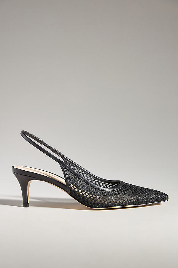 By Anthropologie Netted Leather Slingback Heels