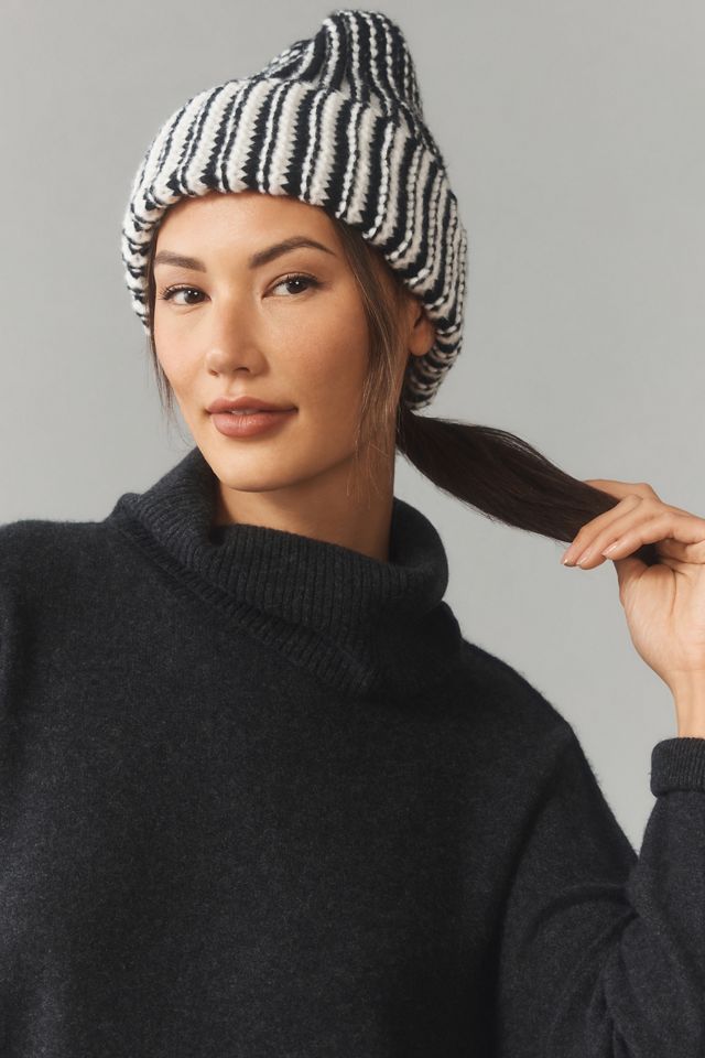 By Anthropologie Chunky Knit Two-Tone Beanie | Anthropologie display picture 2