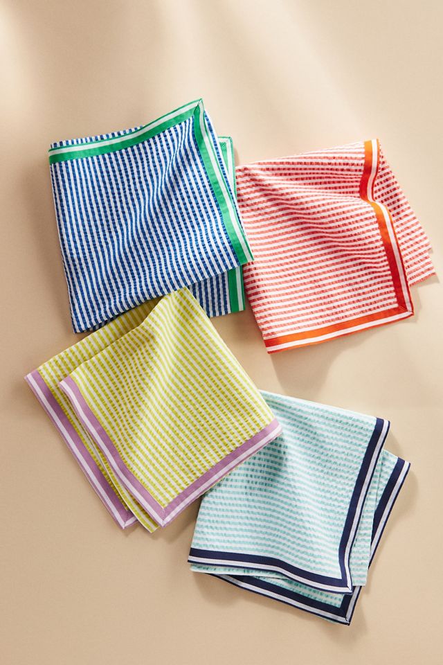 Seersucker Dinner Napkins, Set of 4 - Cloth Napkins