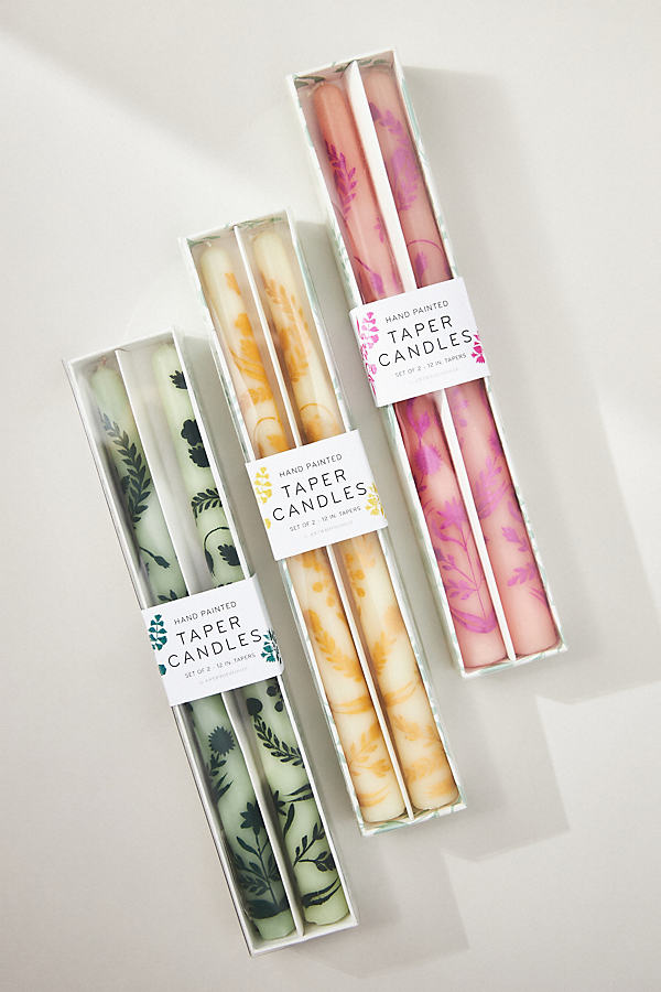 Anthropologie Ananda Handpainted Taper Candles, Set Of 2 In Multicolor