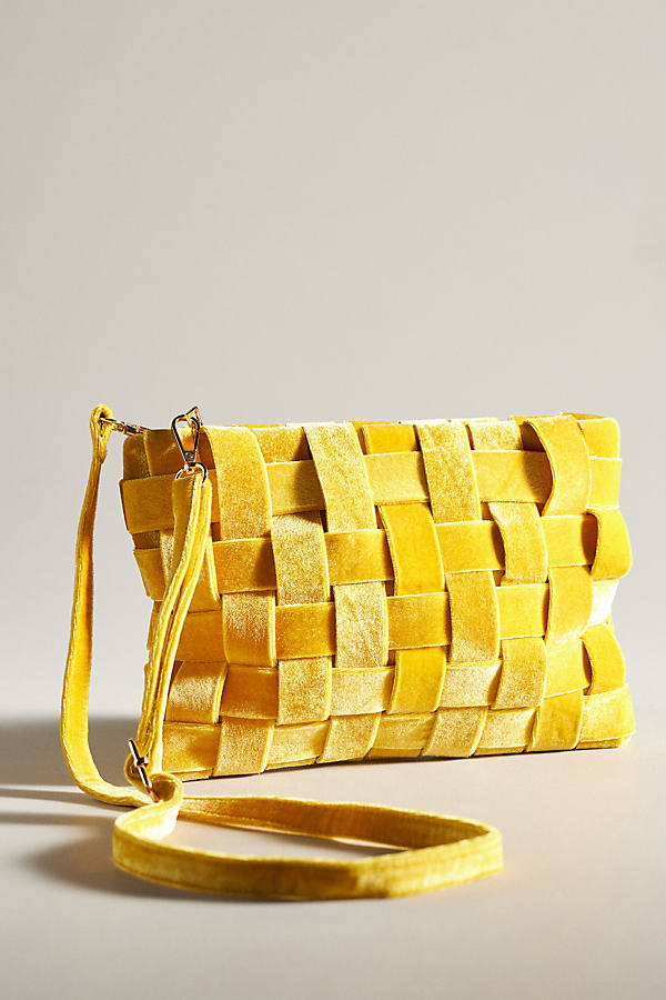 By Anthropologie Lindy Woven Clutch: Velvet Edition In Yellow