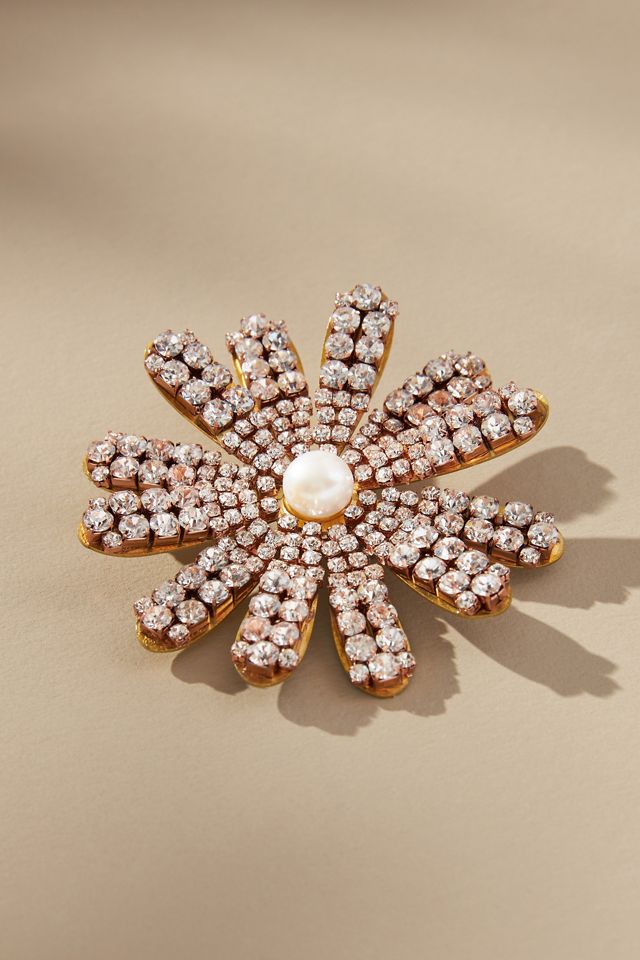Crystal Flower Brooch #1