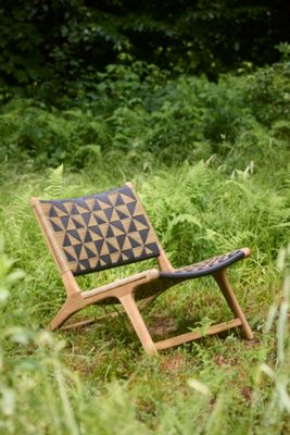 Havana Wicker + Teak Armless Chair, Black + Natural