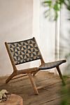 Havana Wicker + Teak Armless Chair, Black + Natural