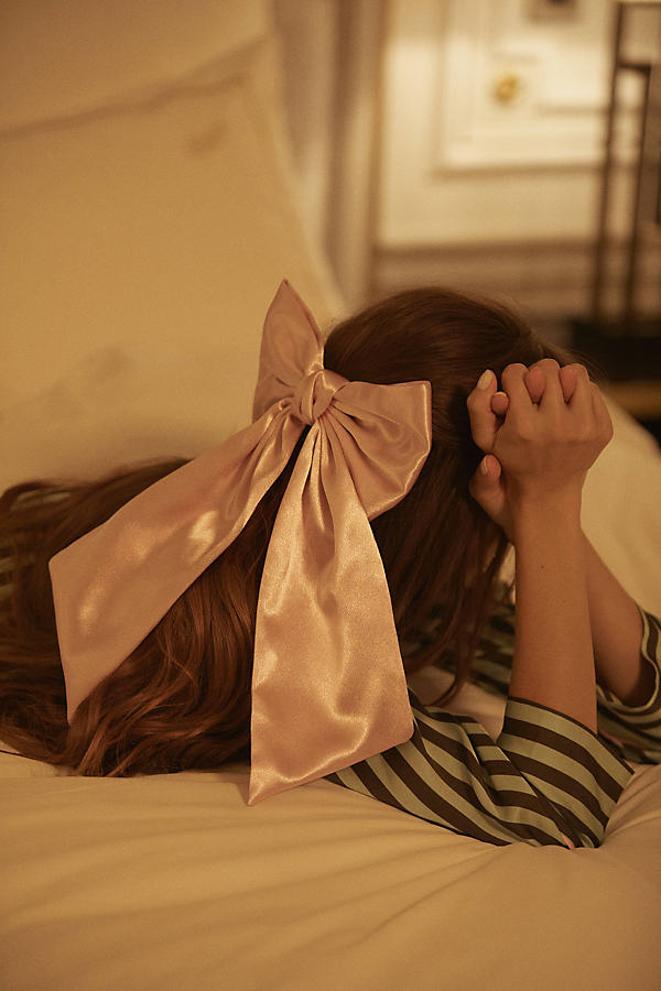 By Anthropologie Satin Bow Hair Barrette In Pink