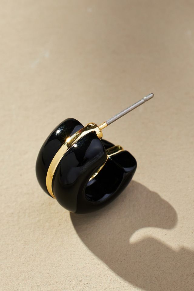 Resin & Gold Huggie Hoop Earrings #1