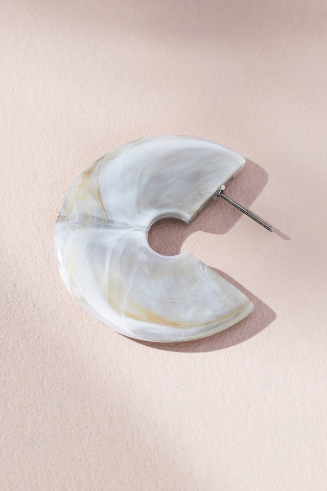 Marbled Resin C-Hoop Earrings #1