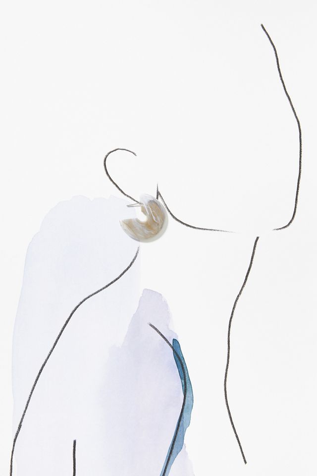 Marbled Resin C-Hoop Earrings #2