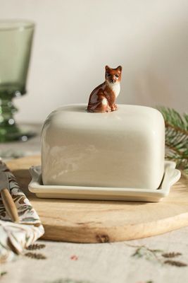 Quail Ceramics Woodland Friends Covered Butter Dish