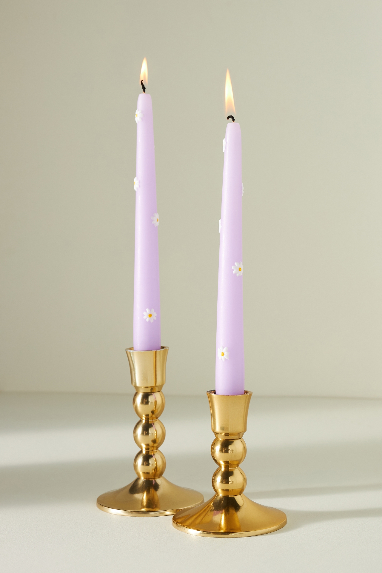 Pressed Daisy Taper Candles