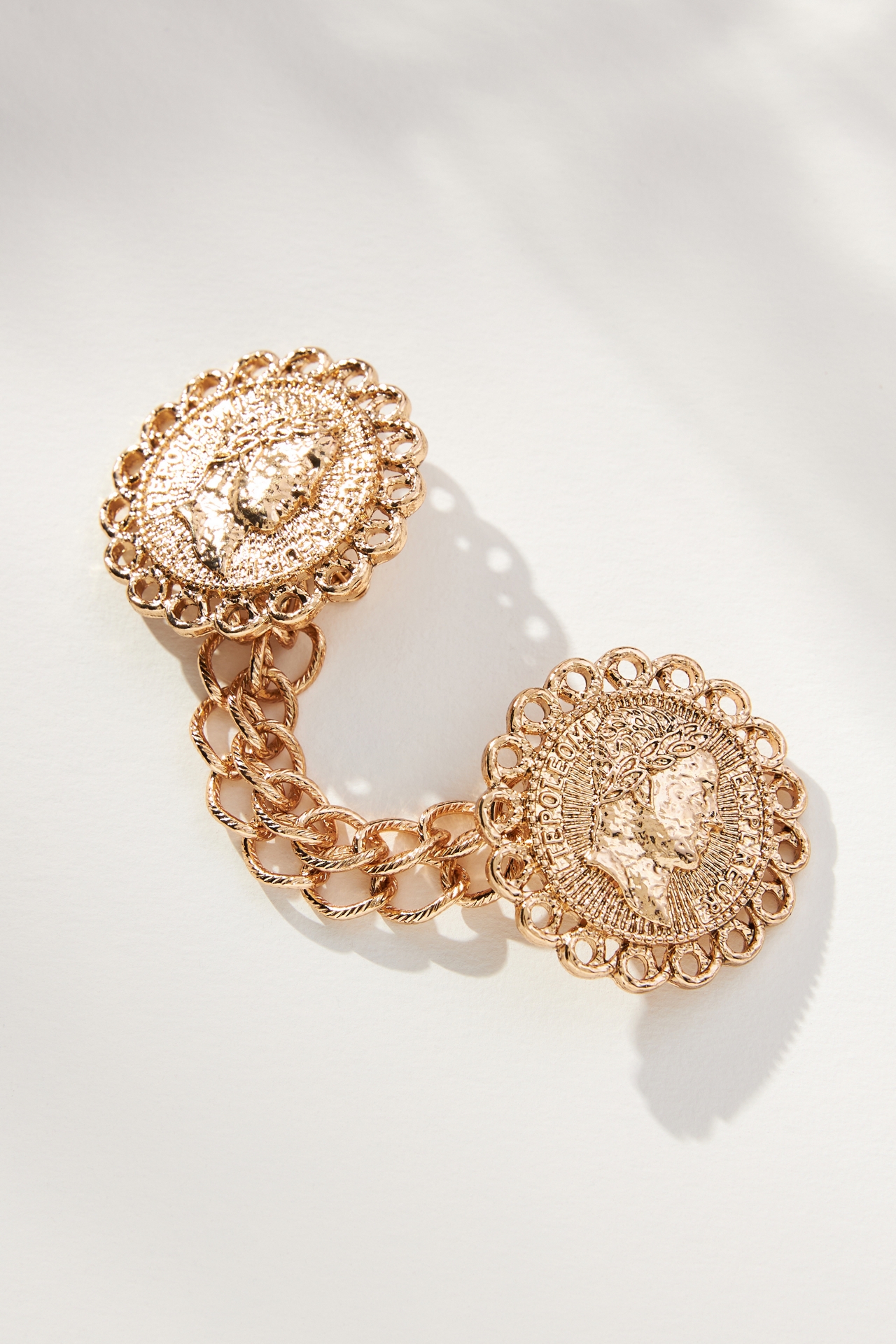 Double Coin Chain Brooch