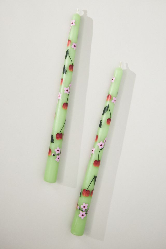 Faye Handpainted Taper Candles, Set of 2 #2