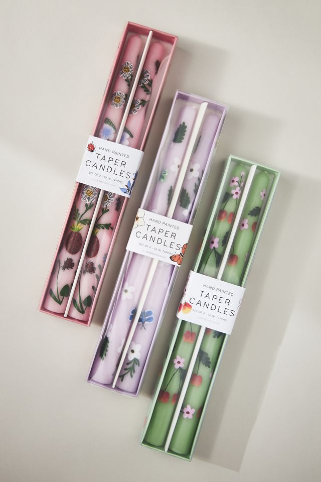 Faye Handpainted Taper Candles, Set of 2 #1