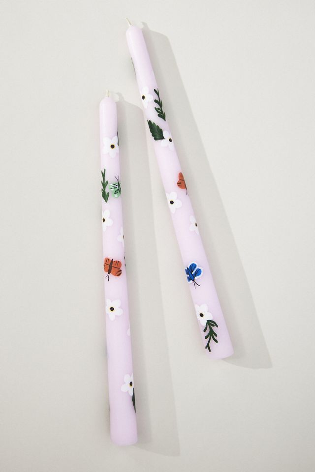 Faye Handpainted Taper Candles, Set of 2 #2