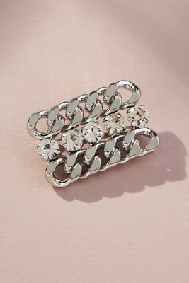 Anthropologie Silver Double-Chain Pin Brooch The Restored Vintage Collection: Crystal Bar Chain Brooch  main image 4