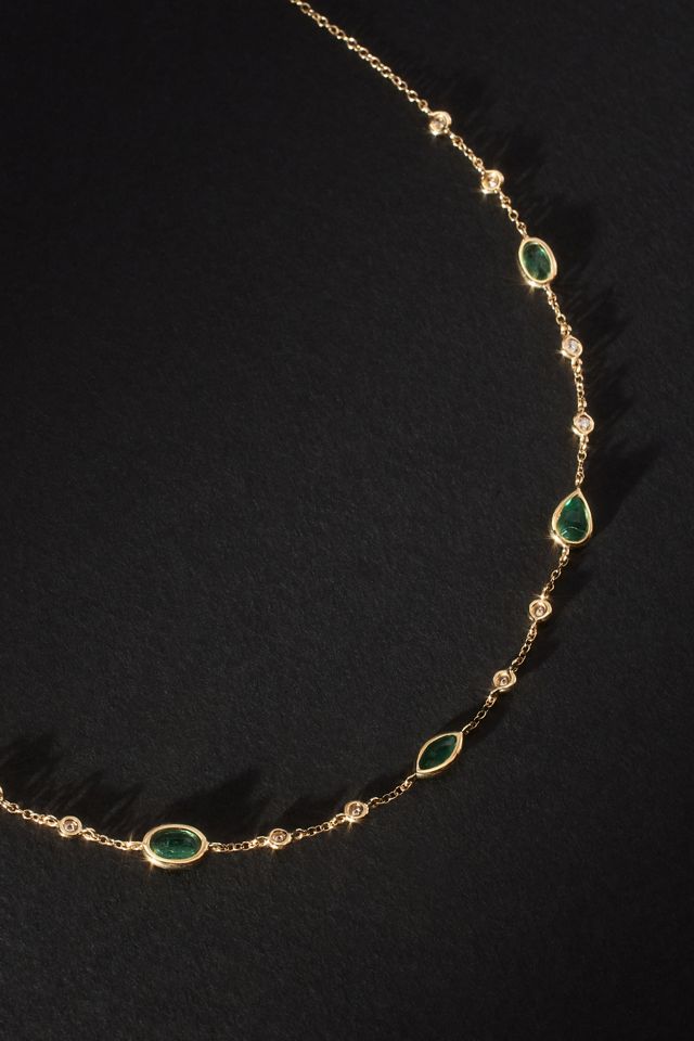 Luna Skye Emerald Bezel Choker Necklace #1