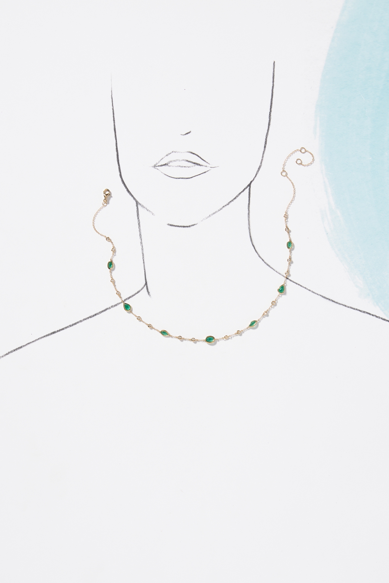 Luna Skye Emerald Bezel Choker Necklace