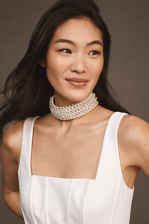 Retroféte Shilo Pearl Choker Necklace In White