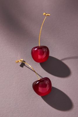 By Anthropologie Cherry Drop Earrings In Red